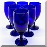 G82. 9 Cobalt blue water goblets. 5.5”h - $26 